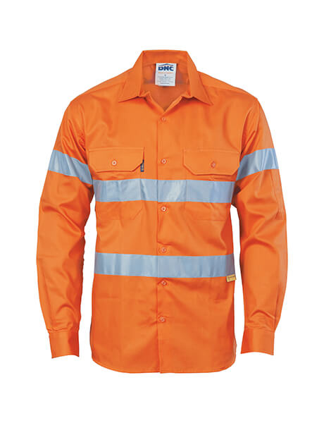 DNC HiVis Drill Shirt with 3M R/Tape, Long Sleeve (3835)
