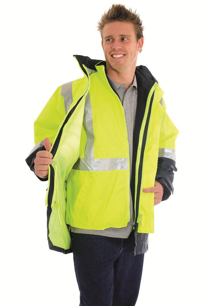 DNC HiVis 4 in 1 Two Tone Breathable Jacket with Vest and 3M R/Tape (3864)