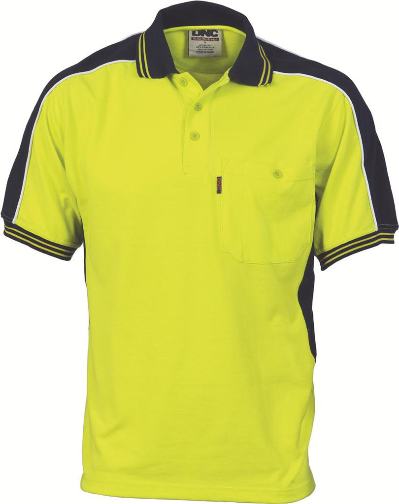 DNC HiVis Poly/Cotton Contrast Panel Polo, S/S (3895)