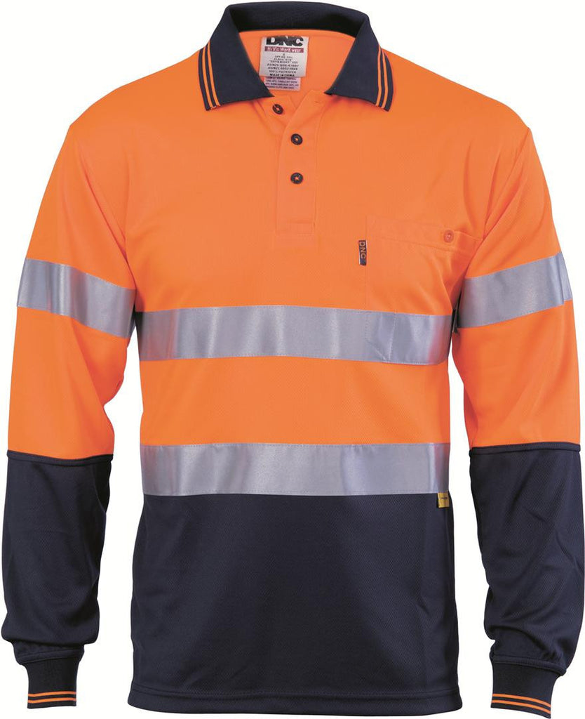 DNC Hivis D/N Cool-breathe Polo Shirt With 3M 8906 R/Tape - Long Sleeve (3913)