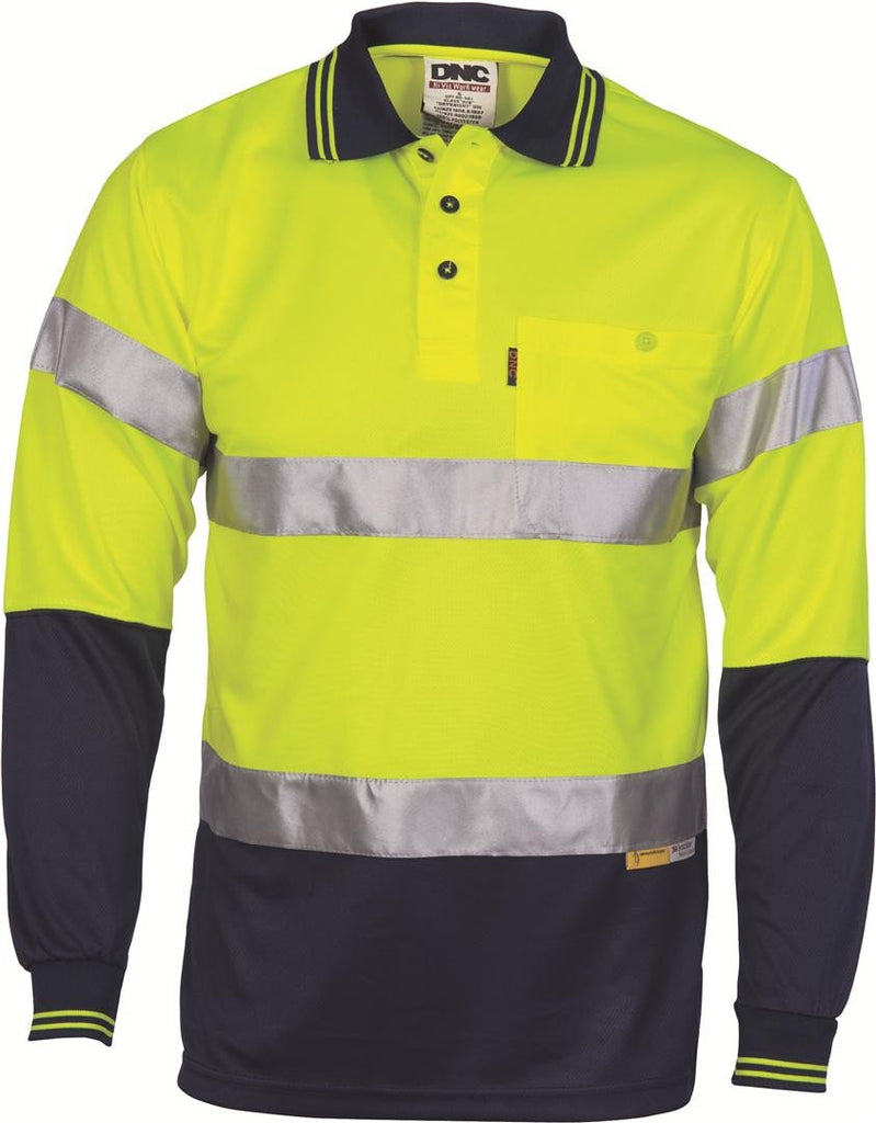 DNC Hivis D/N Cool-breathe Polo Shirt With 3M 8906 R/Tape - Long Sleeve (3913)