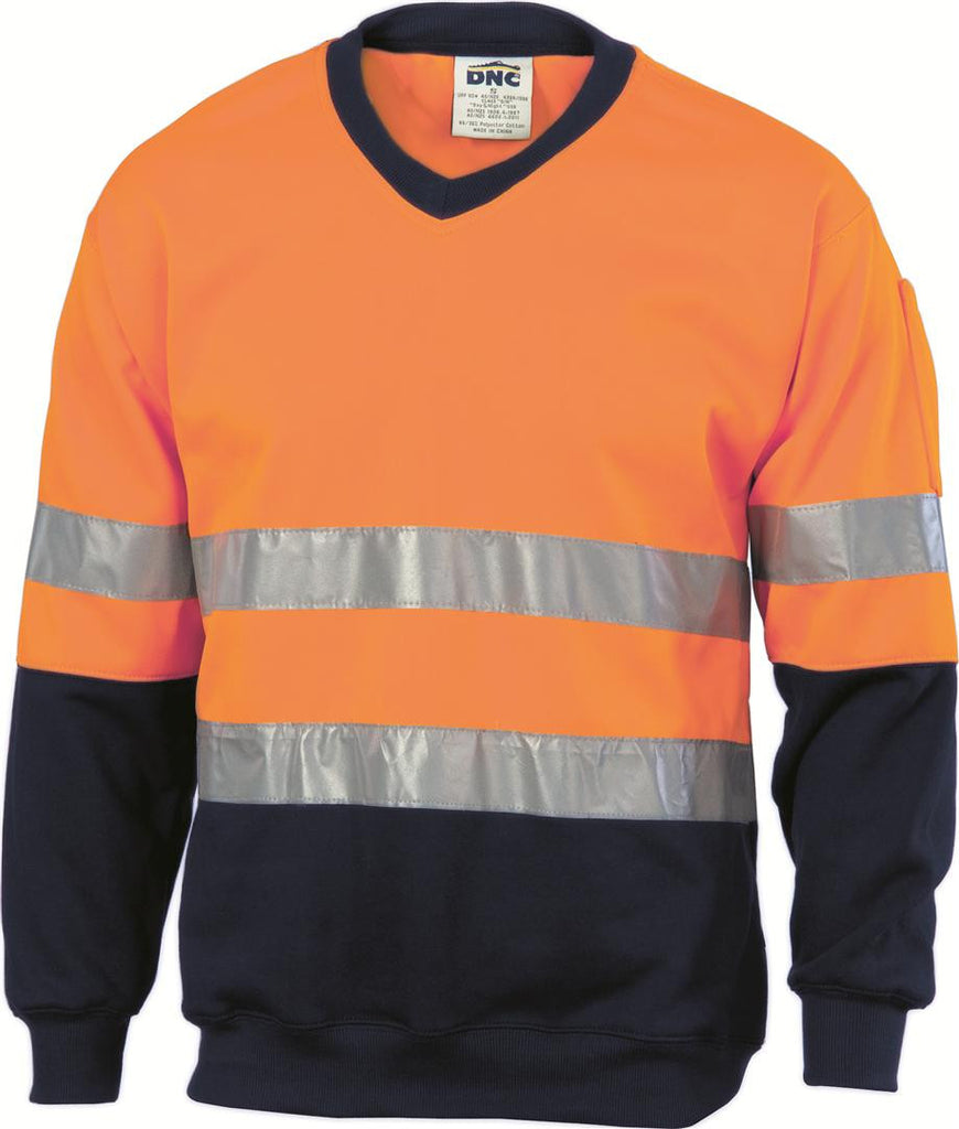 DNC Hivis Two Tone Sweatshirt (Sloppy Joe) With Generic R/Tape V-Neck (3921)