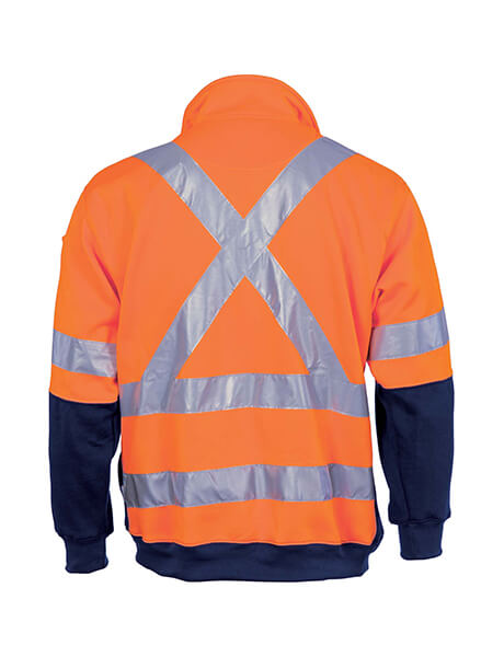 DNC HiVis 1/2 Zip Fleecy with ‘X’ Back & additional Tape on Tail (3930)