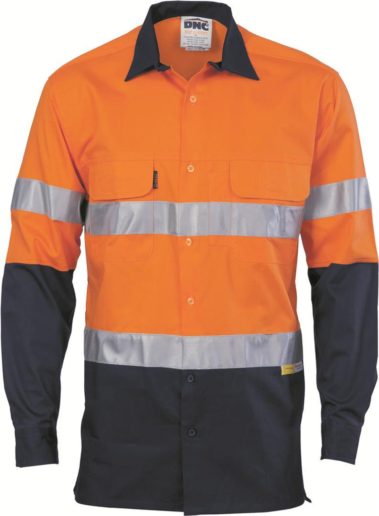 DNC HiVis 3 Way Cool-Breeze Cotton Shirt with CSR/Tape - Long sleeve (3948)