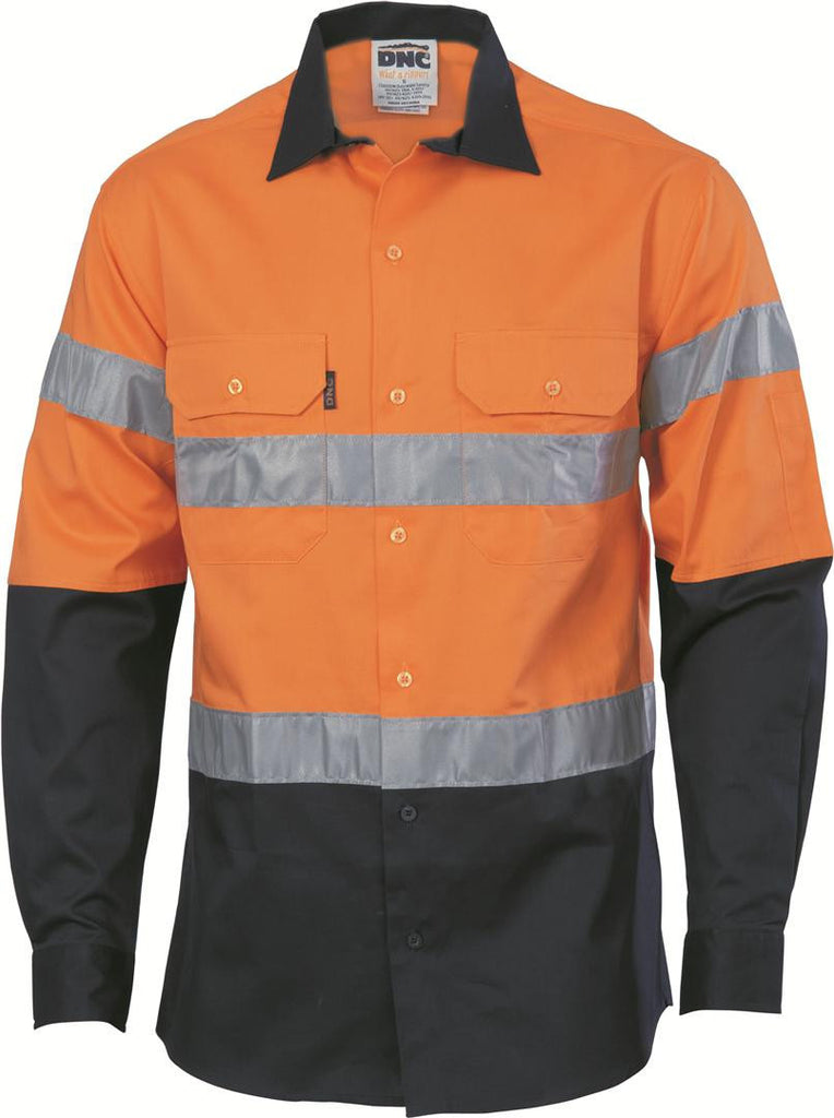 DNC HiVis Two Tone Cool-Breeze Cotton Shirt with Generic R/Tape, L/S (3966)