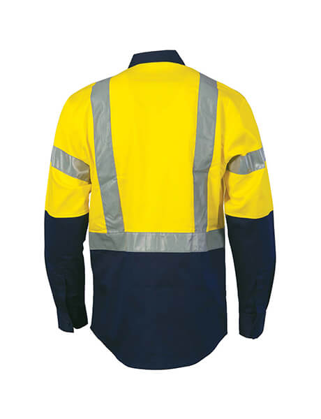 DNC HiVis D/N 2 Tone Drill Shirt with H Pattern Reflective Tape, Long Sleeve (3983)