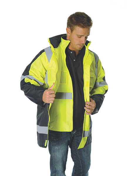 DNC Hi Vis Cross Back 2 Tone D/N “6 In 1” Contrast Jacket (Outer