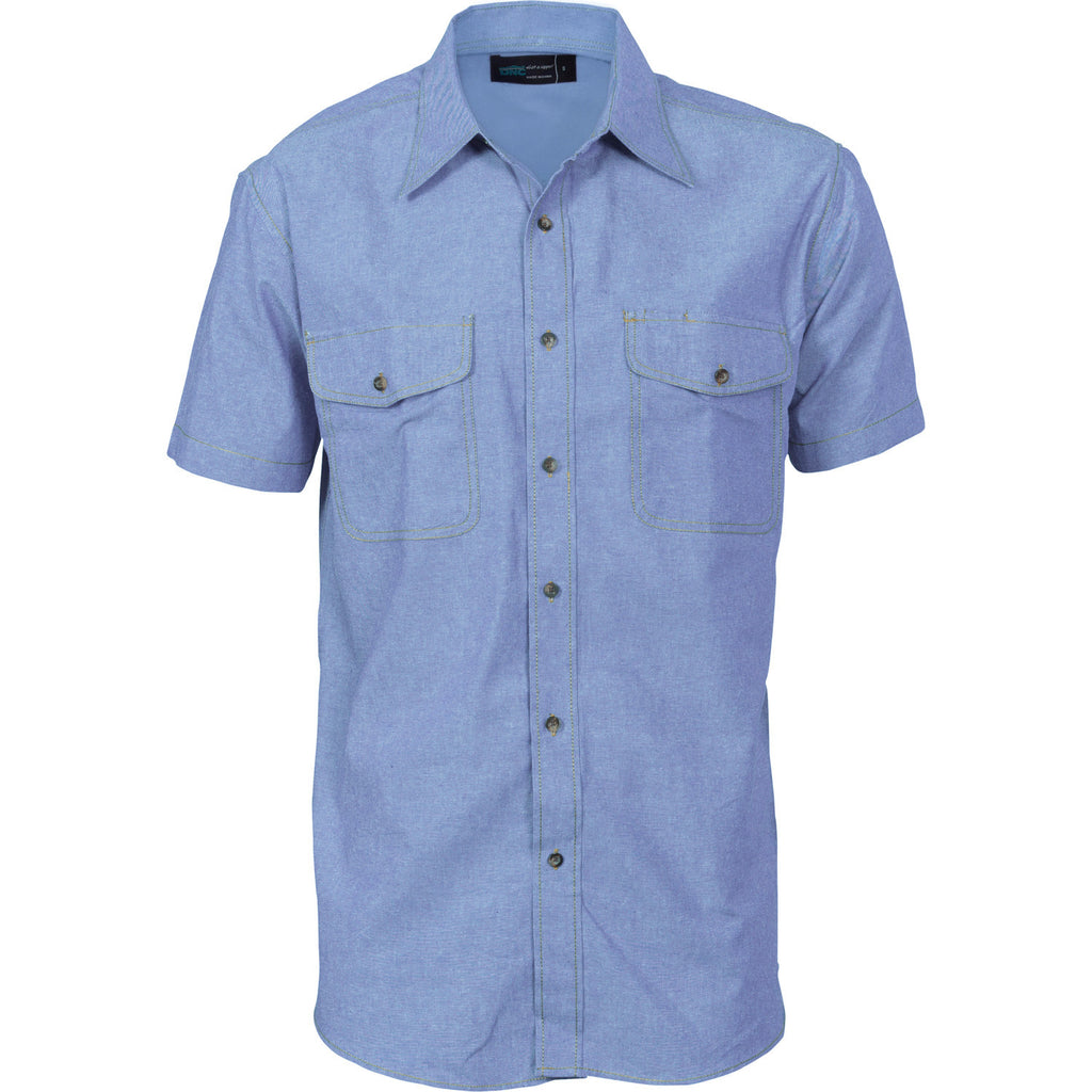 DNC Mens Twin Flap Pocket S/S Cotton Chambray (4103)