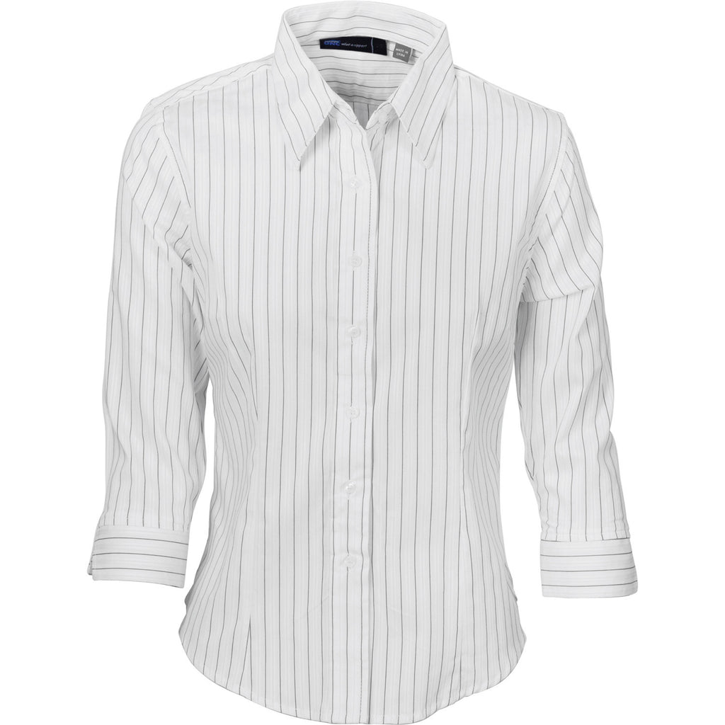 DNC Ladies Stretch Yarn Dyed Contrast 3/4 Sleeve Stripe Shirt (4234)