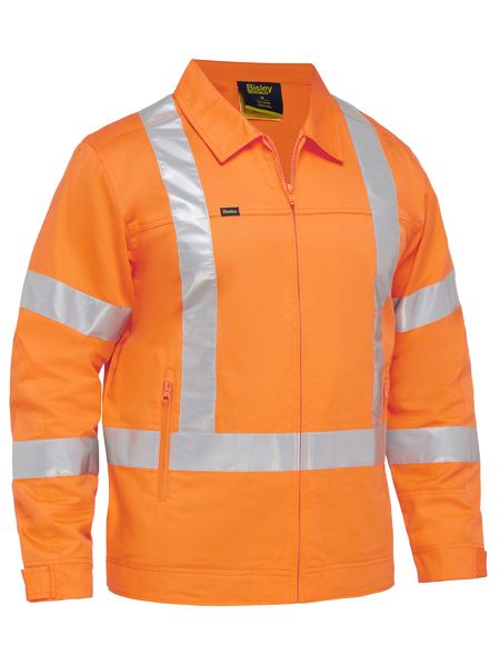 Bisley X Taped Hi Vis Drill  Jacket With Liquid Repellent Finish (BJ6919XT)