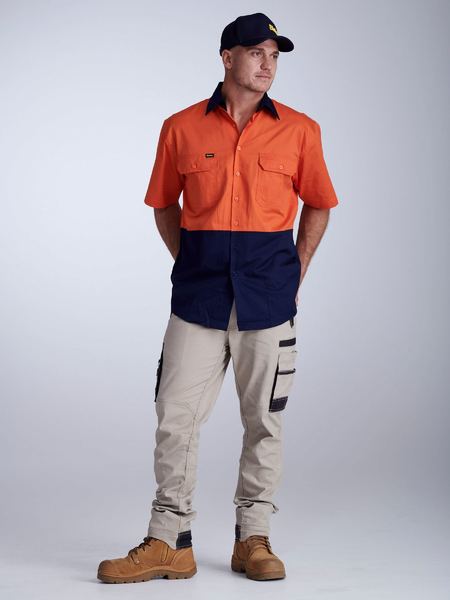 Bisley Hi Vis Cool Lightweight Drill Shirt- Short Sleeve-(BS1895)