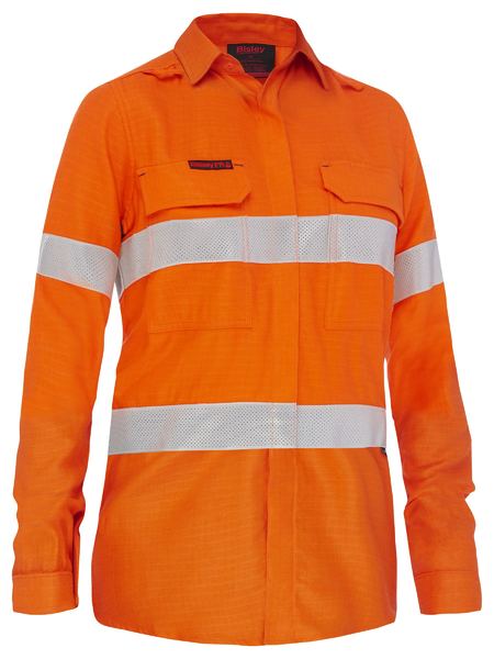 Bisley Apex 185 Women's Taped Hi Vis Ripstop FR Vented Shirt (BL8439T)