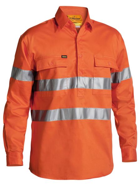 Bisley Taped Hi Vis Closed Front Drill Shirt -(BTC6482)