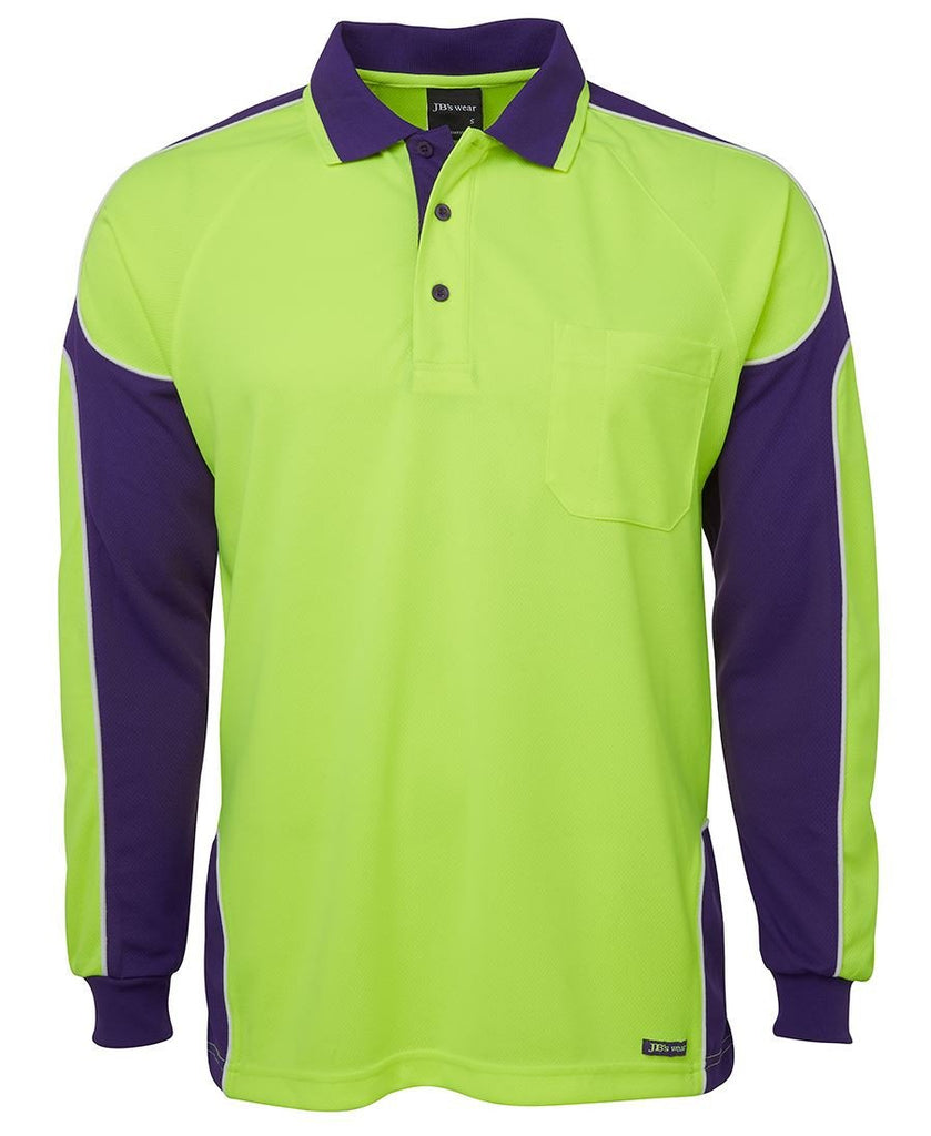 JB's Hi Vis Long Sleeve Arm Panel Polo - Adults (6AP4L)