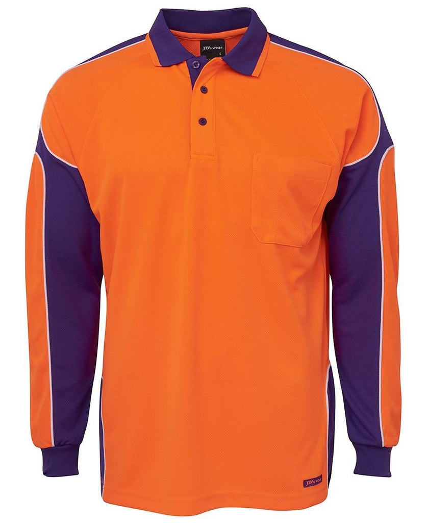 JB's Hi Vis Long Sleeve Arm Panel Polo - Adults (6AP4L)