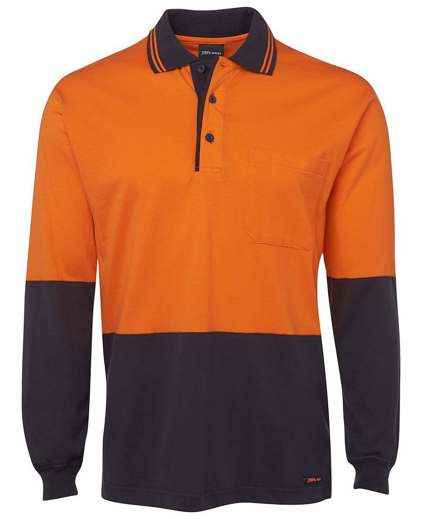 Jb's Hi Vis Long Sleeve Cotton Polo - Adults (6CPHL)