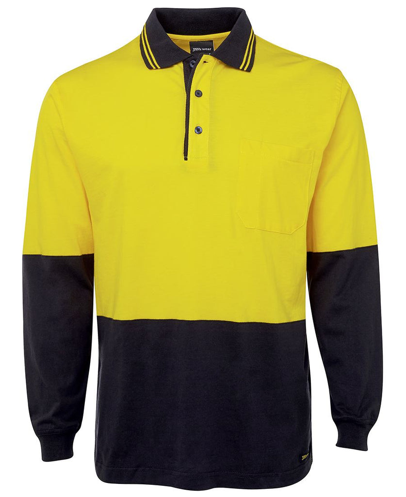 Jb's Hi Vis Long Sleeve Cotton Polo - Adults (6CPHL)