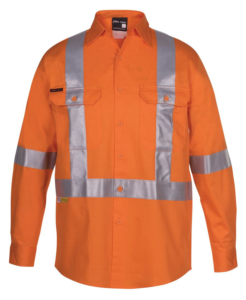 JB's Hi Vis (D+N) L/S 150G Cross Back Tape Shirt (6DCBL)