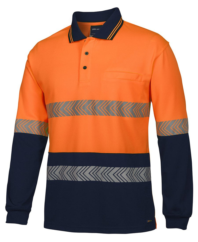 Jb's Hi Vis L/S Segmented Tape Polo (6HLST)