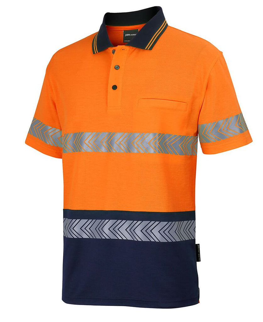 JB's Hi Vis (D+N) Cotton Back S/S Segmented Tape Polo (6HMSS)