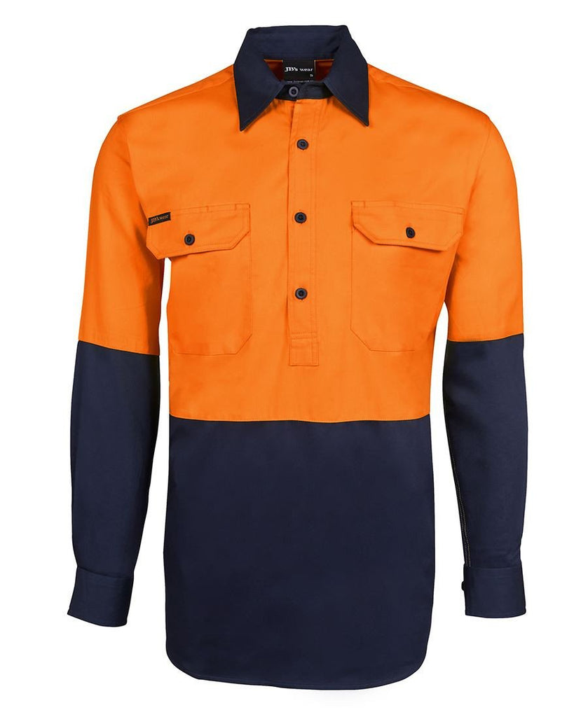 JB's Hi Vis L/S 190g Close Front Shirt (6HVCF)