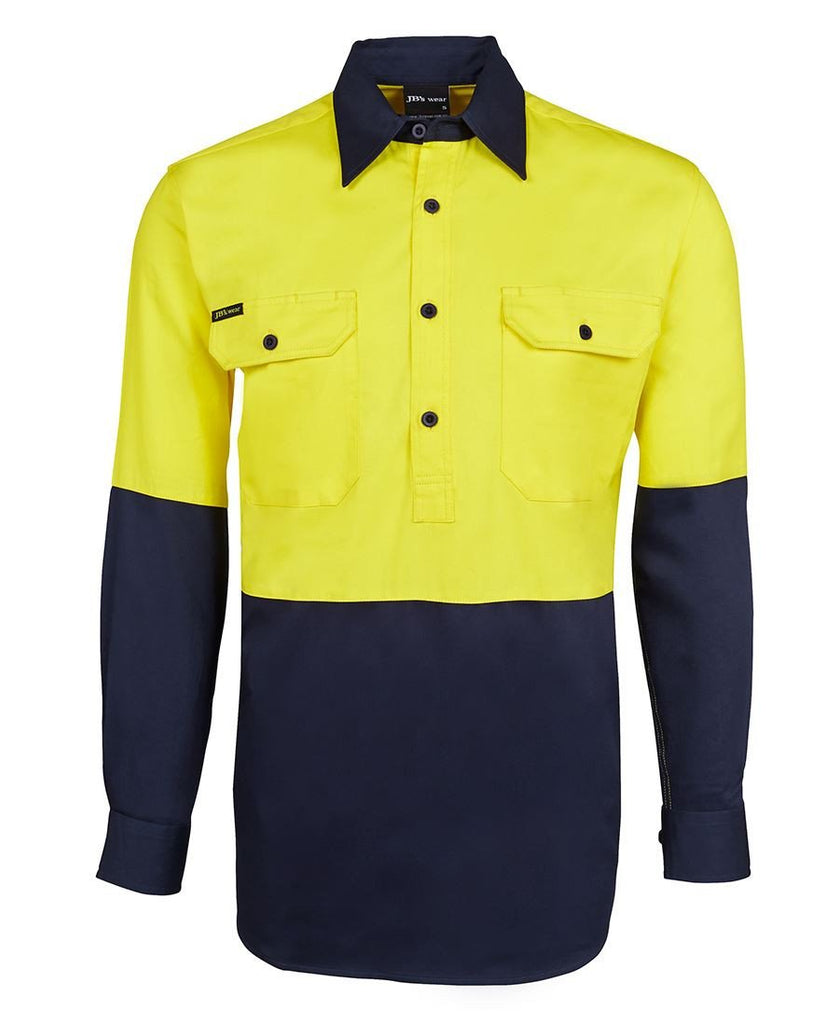 JB's Hi Vis L/S 190g Close Front Shirt (6HVCF)