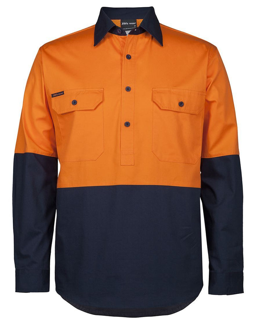 JB'S Hi Vis Close Front L/S 150G Work Shirt (6HVCS)