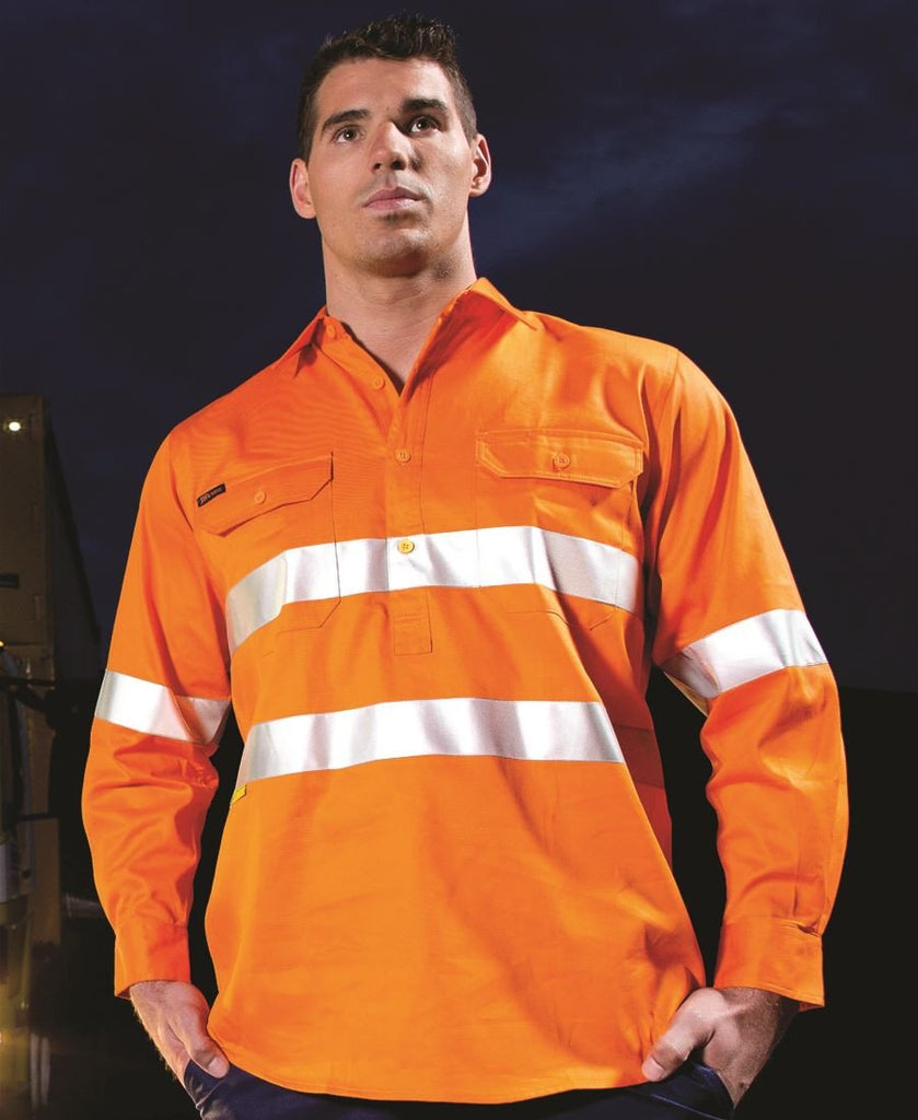 JB's Hi Vis (D+N) Close Front L/S Shirt 190g - Adults (6HWCF)