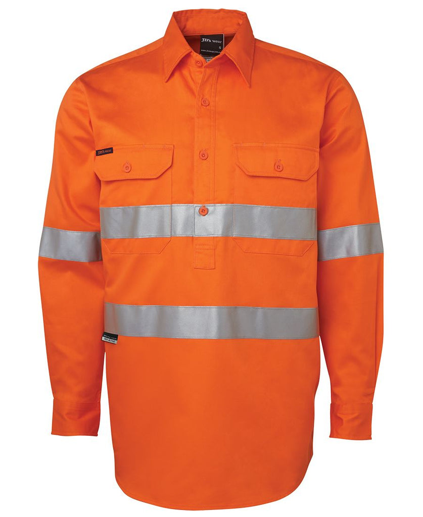 JB's Hi Vis (D+N) Close Front L/S Shirt 190g - Adults (6HWCF)