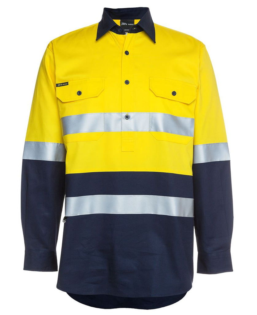 JB's Hi Vis (D+N) Close Front L/S Shirt 190g - Adults (6HWCF)