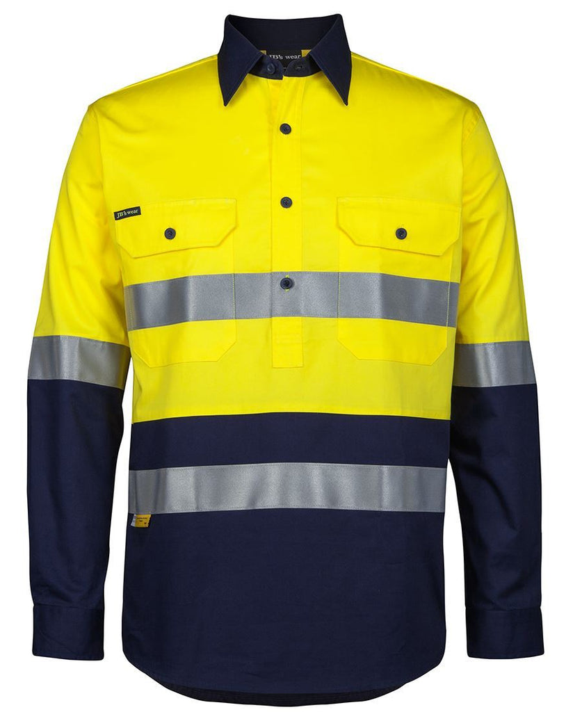 JB'S Hi Vis (D+N) Close Front L/S 150G Work Shirt (6HWCS)