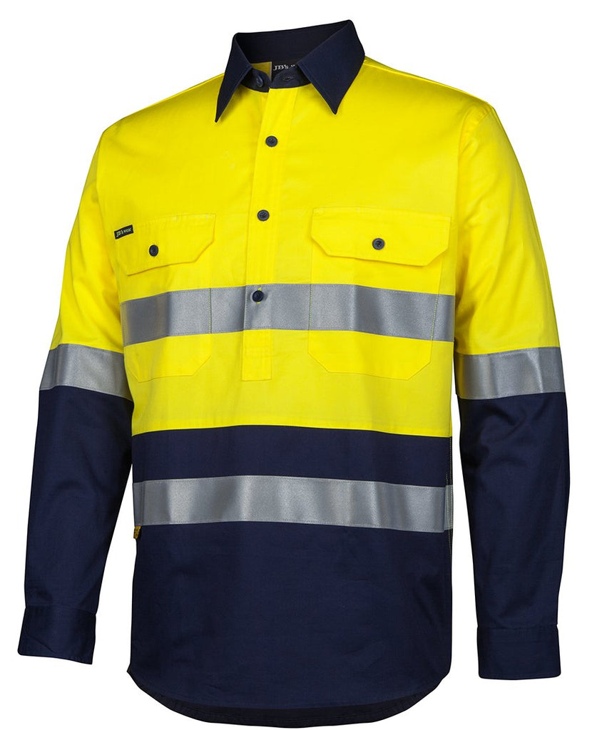 JB'S Hi Vis (D+N) Close Front L/S 150G Work Shirt (6HWCS)