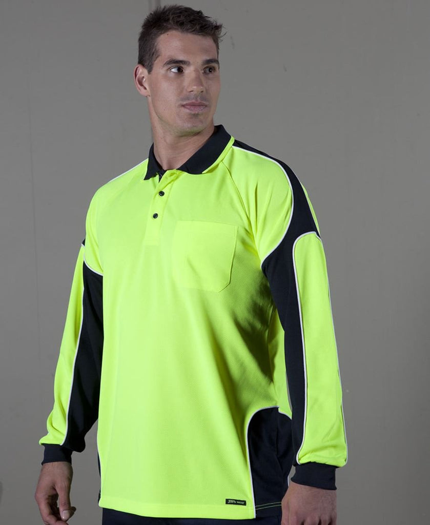 JB's Hi Vis Long Sleeve Arm Panel Polo - Adults (6AP4L)