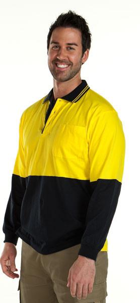 Jb's Hi Vis Long Sleeve Cotton Polo - Adults (6CPHL)