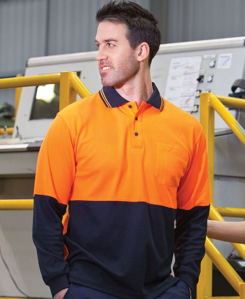 Jb's Hi Vis Long Sleeve Cotton Back Polo - Adults (6HPL)