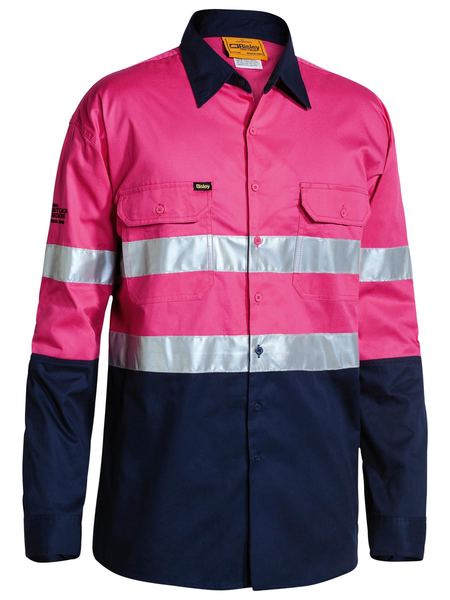 Bisley Taped Hi Vis Cool Lightweight Shirt-Long Sleeve-(BS6896)