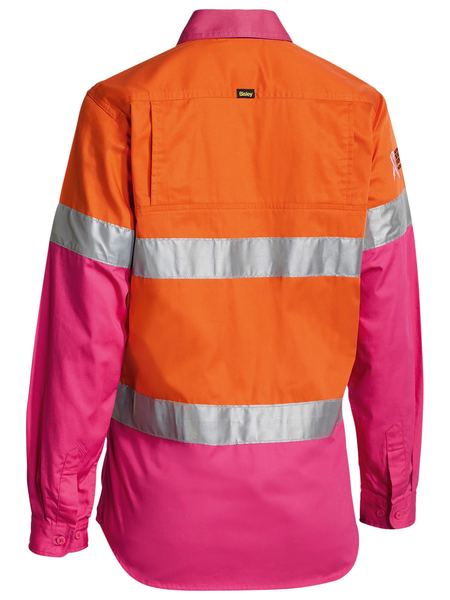 Bisley Women's Taped Hi Vis Cool Lightweight Drill Shirt -(BL6696T)