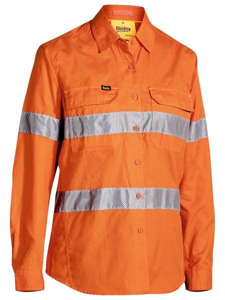 Bisley Womens 3m Taped Hi Vis X Airflow™ Ripstop Shirt-(BL6416T)