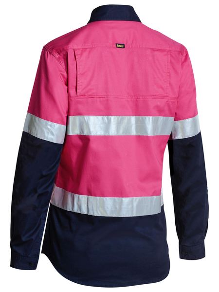 Bisley Womens 3M Taped Two Tone Hi Vis Cool Lightweight Shirt - Long Sleeve (BL6896)