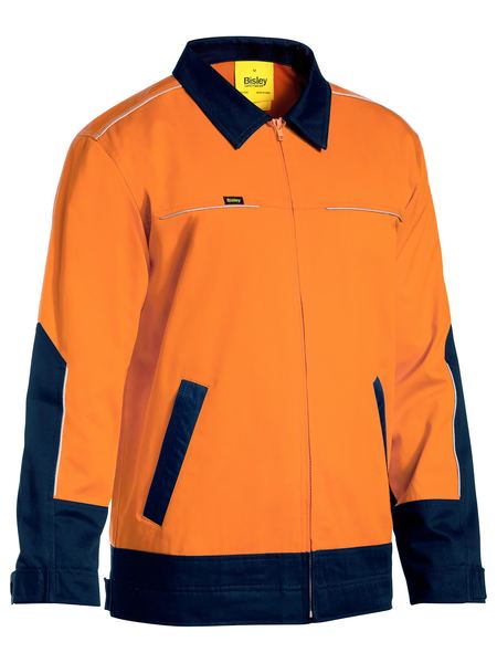 Bisley Two Tone Hi Vis Liquid Repellent Cotton Drill Jacket (BJ6917)