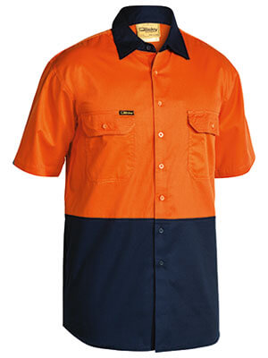 Bisley Hi Vis Cool Lightweight Drill Shirt- Short Sleeve-(BS1895)