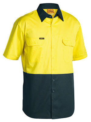 Bisley Hi Vis Cool Lightweight Drill Shirt- Short Sleeve-(BS1895)