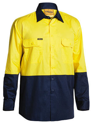 Bisley Hi Vis Cool Lightweight Drill Shirt - Long Sleeve-(BS6895)