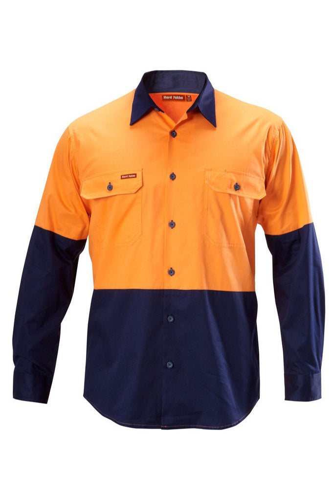 Hard Yakka Koolgear Hi-visibility Two Tone Cotton Twill Ventilated Shirt Long Sleeve (Y07558)