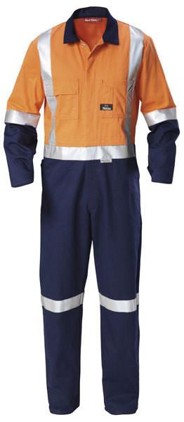 Hard Yakka-Hard Yakka Hi-visibility Two Tone Cotton Drill Coverall With 3m Tape-Orange/Navy / 31 x 35-Uniform Wholesalers - 1