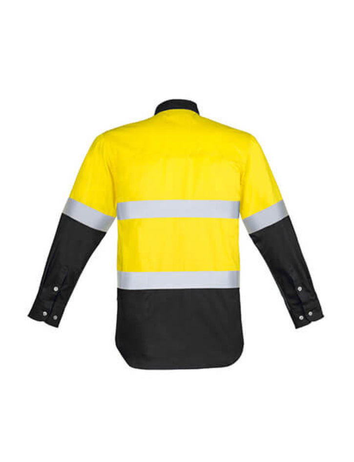 Syzmik Mens Hi Vis Spliced Industrial Shirt - Hoop Taped (ZW123)