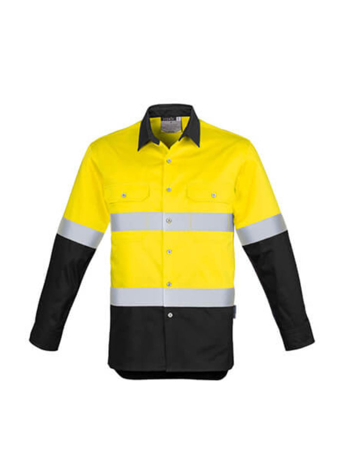 Syzmik Mens Hi Vis Spliced Industrial Shirt - Hoop Taped (ZW123)