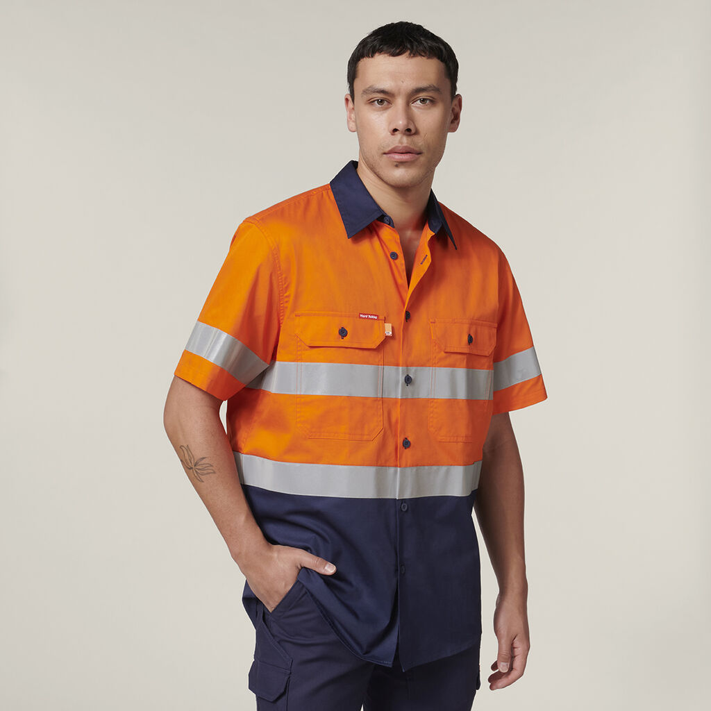 Hard Yakka Short Sleeve Hi Vis 2 Tone Taped Vented Shirt (Y07754)