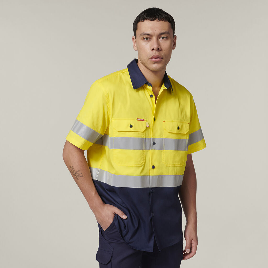 Hard Yakka Short Sleeve Hi Vis 2 Tone Taped Vented Shirt (Y07754)