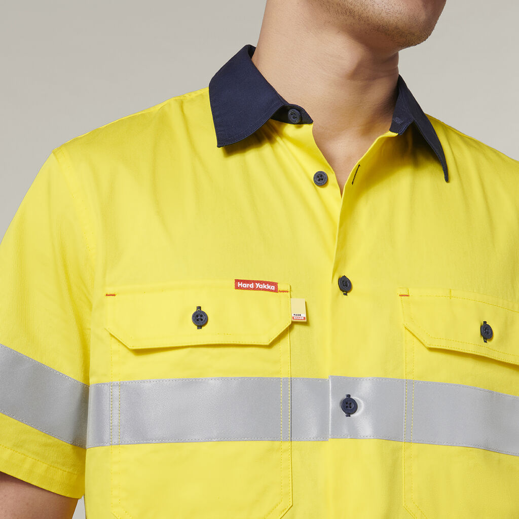 Hard Yakka Short Sleeve Hi Vis 2 Tone Taped Vented Shirt (Y07754)